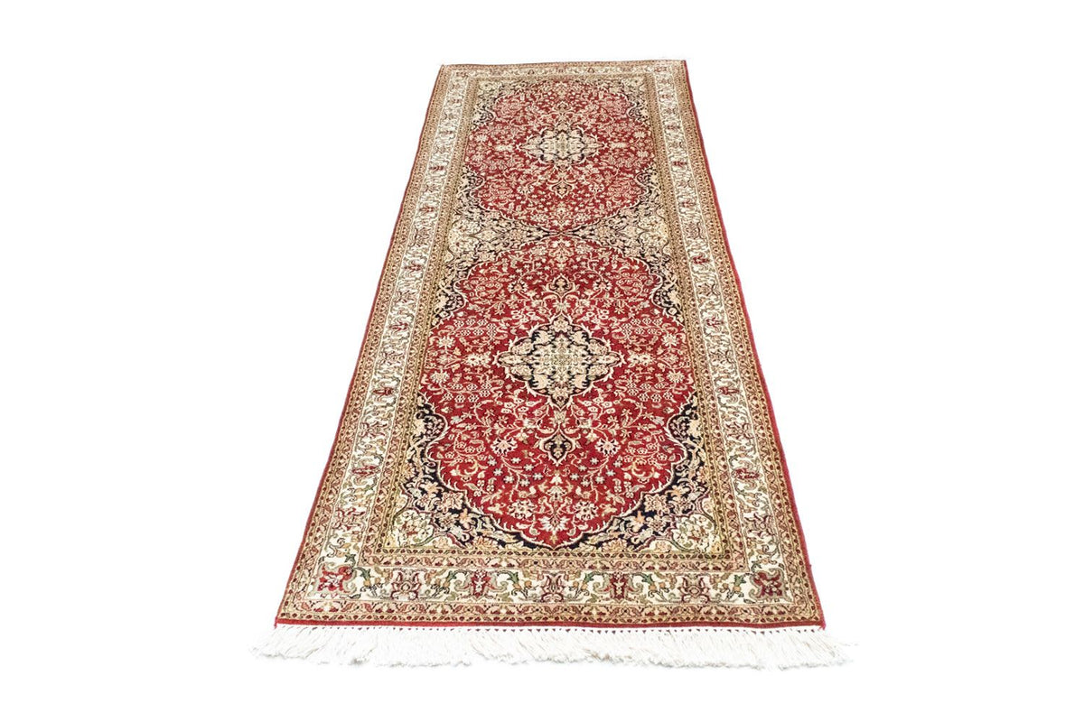 Tapis de couloir Tapis en soie - Soie du Cachemire - 237 x 80 cm - rouge