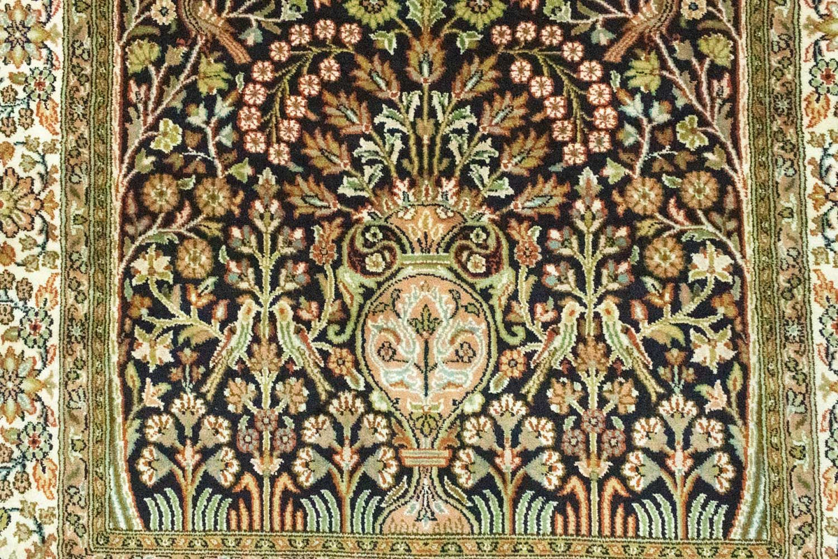 Tapis en soie - Soie du Cachemire - 156 x 95 cm - bleu