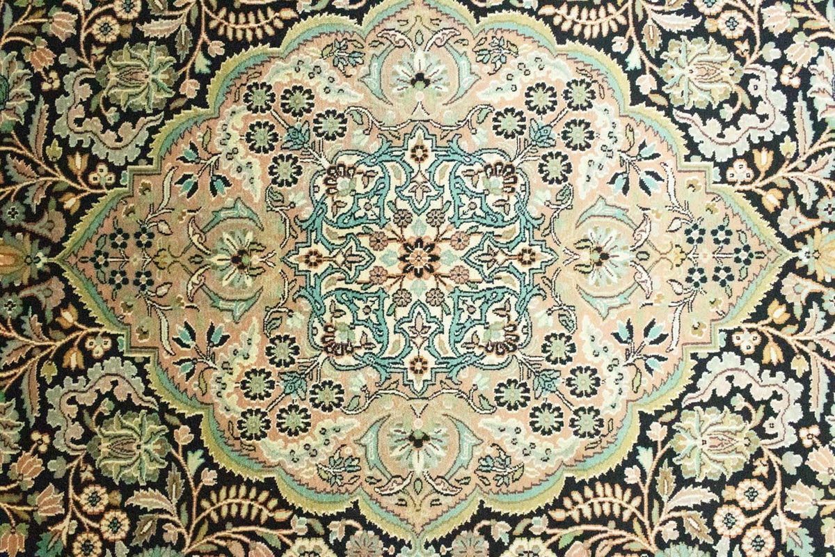 Tapis en soie - Soie du Cachemire - 311 x 213 cm - bleu