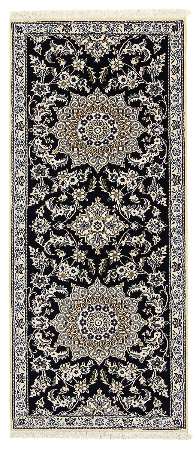 Tapis de couloir Tapis persan - Nain - Royal - 195 x 84 cm - bleu foncé