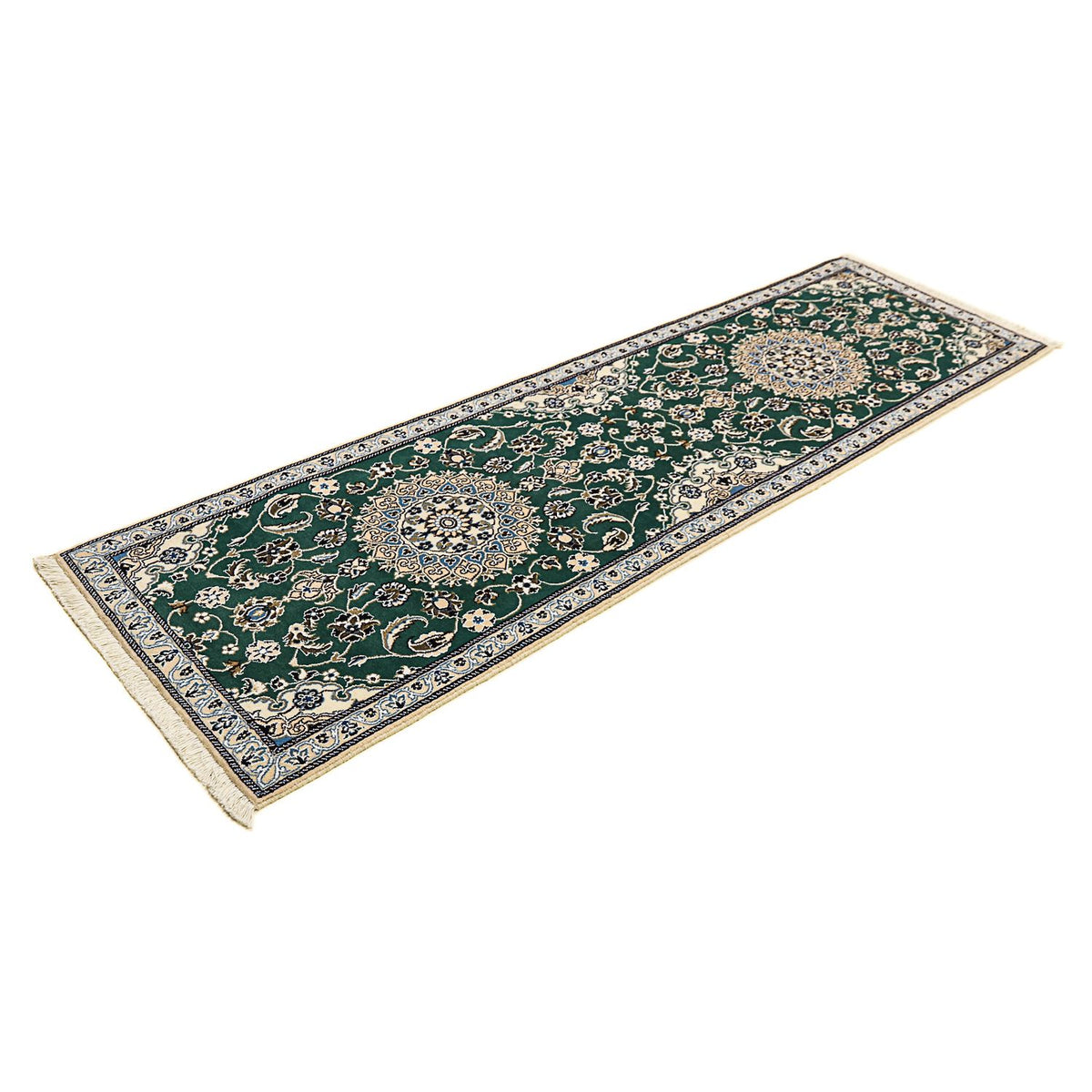 Tapis de couloir Tapis persan - Nain - Royal - 200 x 60 cm - vert foncé