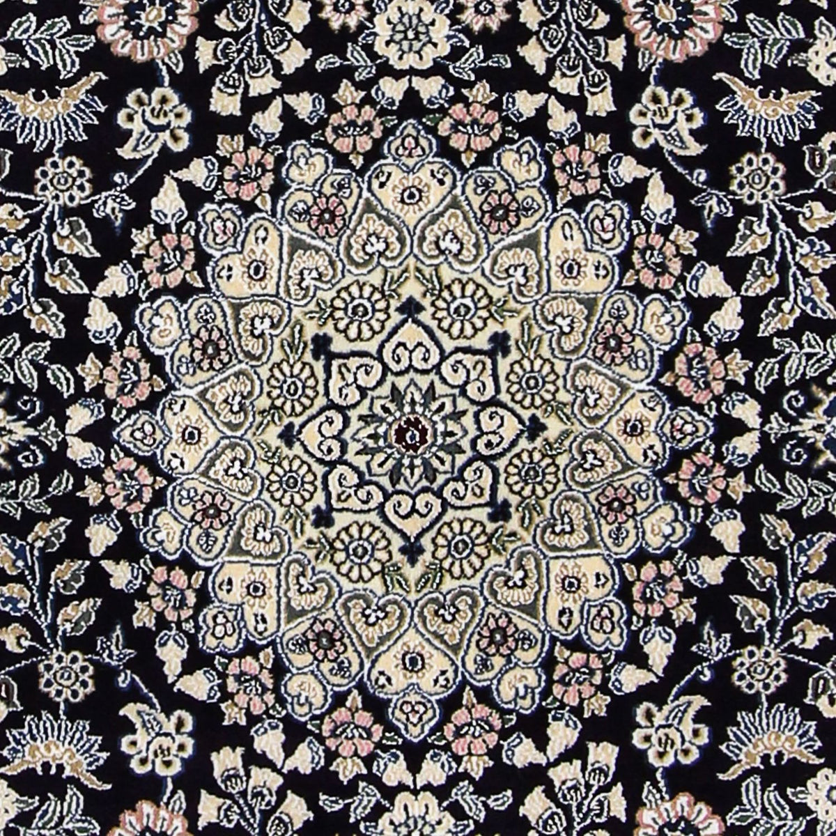 Tapis persan - Nain - Royal - 204 x 128 cm - bleu foncé