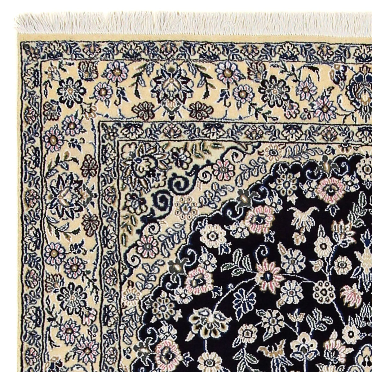 Tapis persan - Nain - Royal - 204 x 128 cm - bleu foncé
