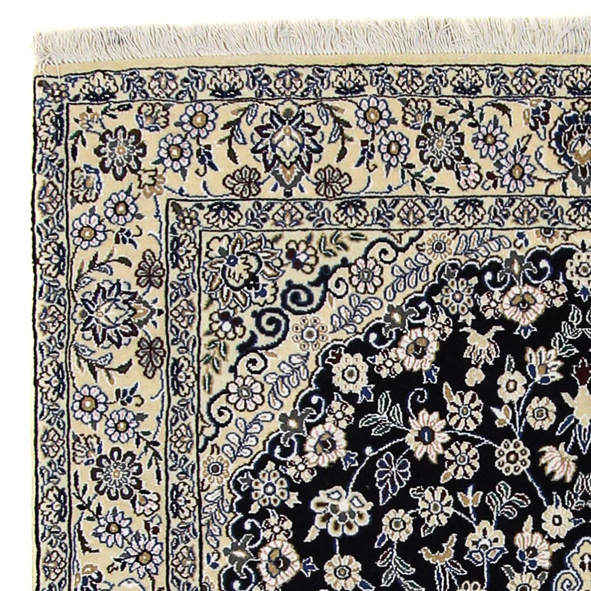 Tapis persan - Nain - Royal - 202 x 130 cm - bleu foncé