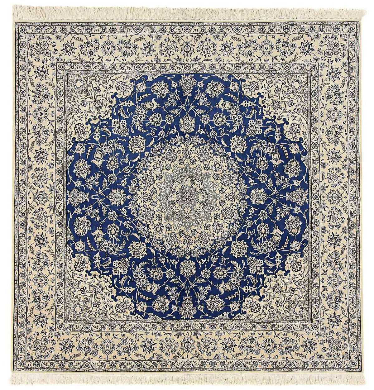 Tapis persan - Nain - Royal carré - 250 x 250 cm - bleu