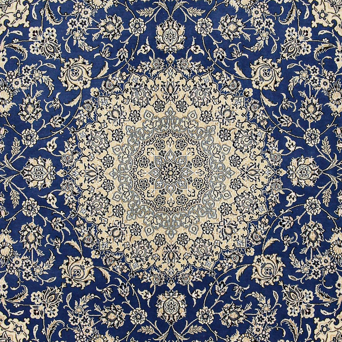 Tapis persan - Nain - Royal carré - 250 x 250 cm - bleu