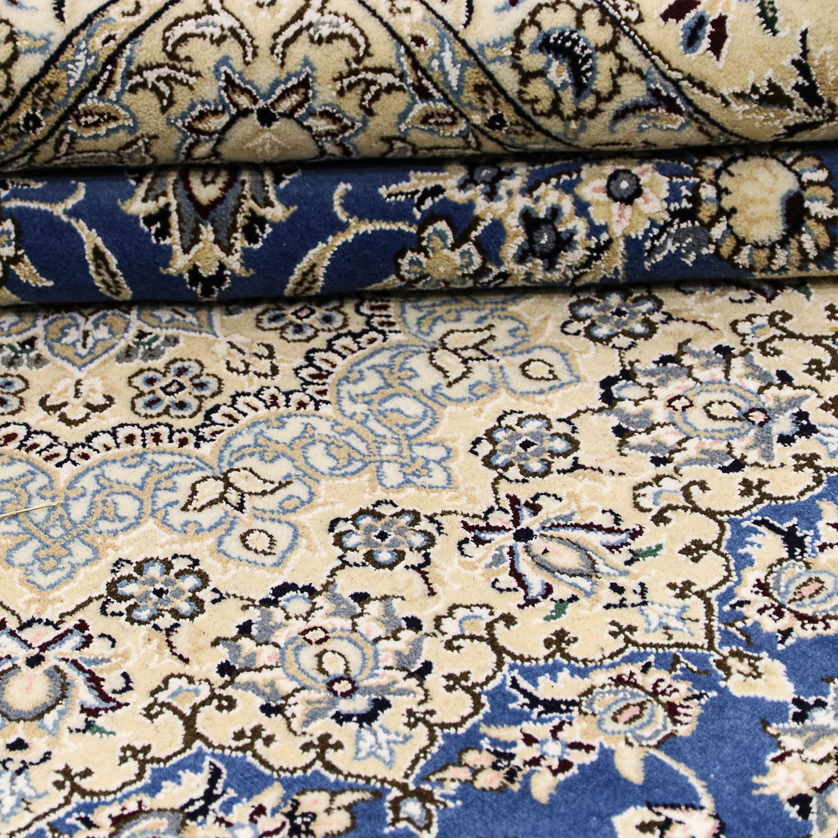 Tapis persan - Nain - Royal carré - 250 x 250 cm - bleu
