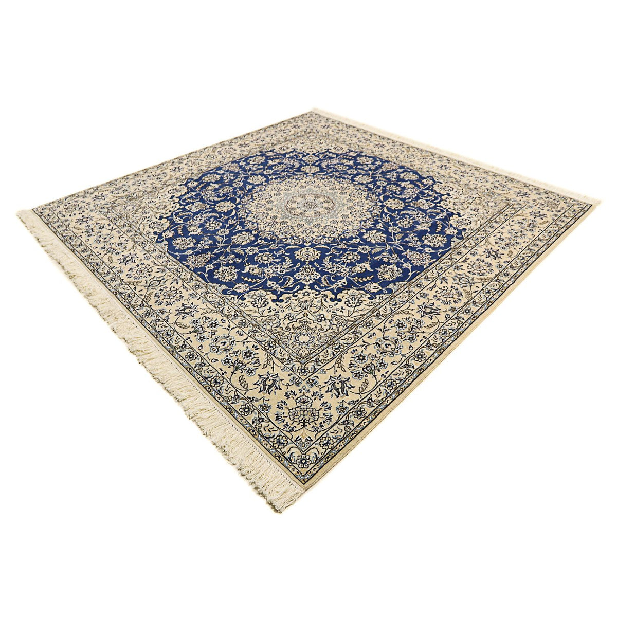 Tapis persan - Nain - Royal carré - 250 x 250 cm - bleu