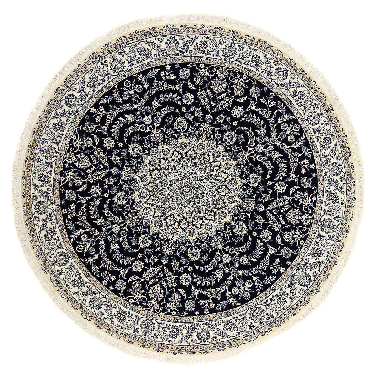 Tapis persan - Nain - Royal ronde - 260 x 260 cm - bleu foncé