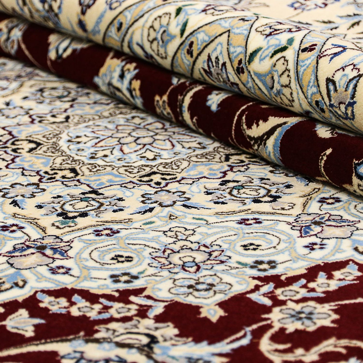 Tapis persan - Nain - Premium carré - 260 x 252 cm - bleu foncé
