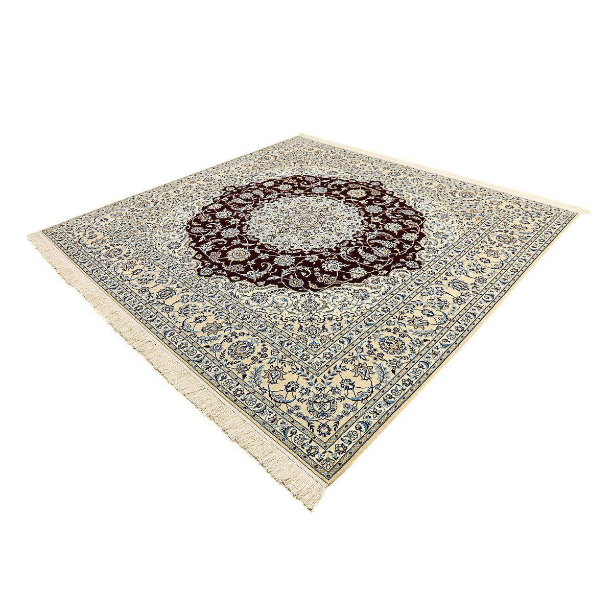 Tapis persan - Nain - Premium carré - 260 x 252 cm - bleu foncé