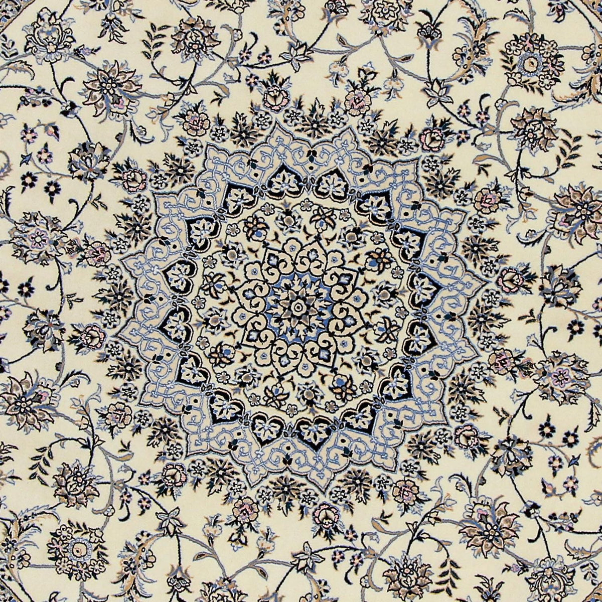 Tapis persan - Nain - Premium ronde - 200 x 200 cm - beige