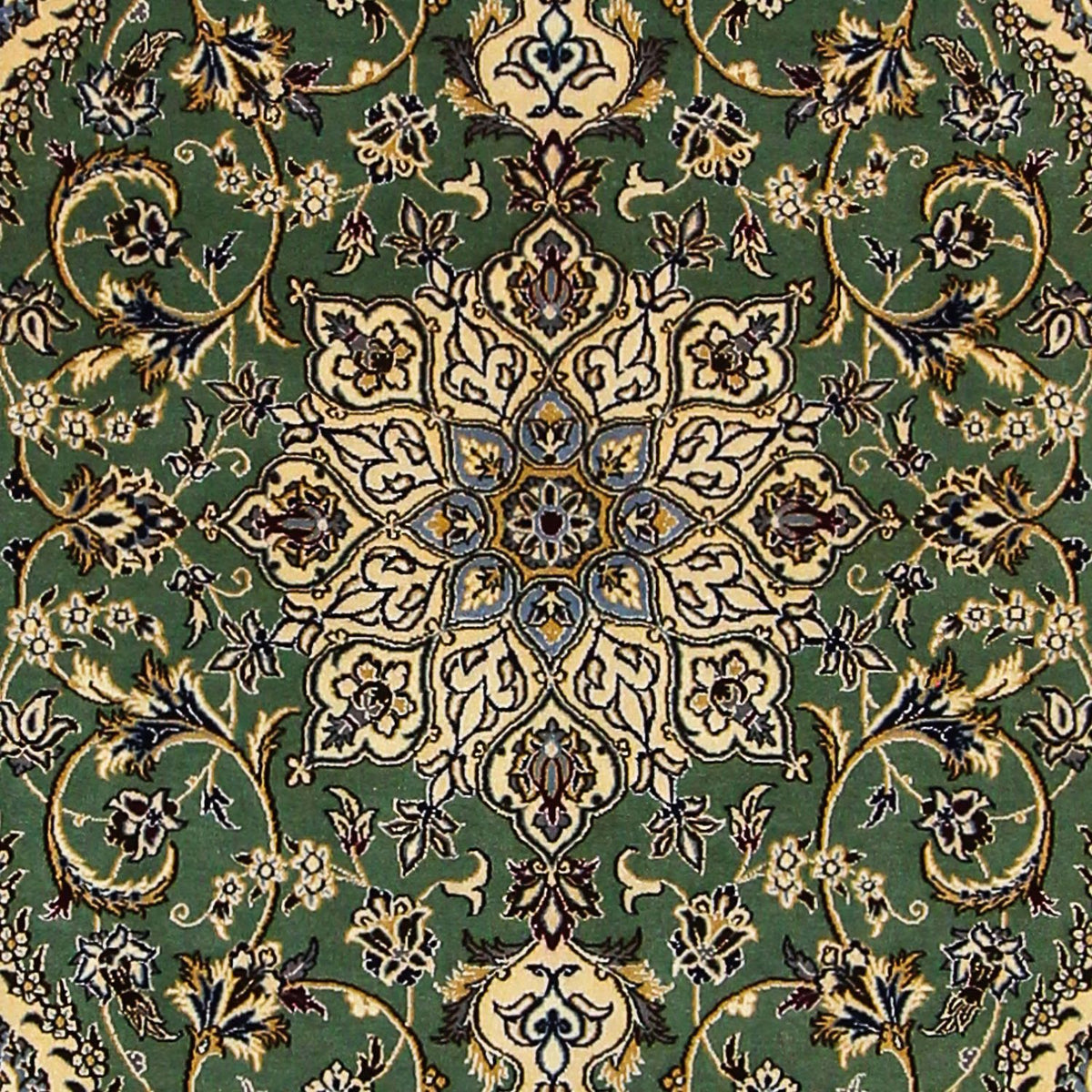 Tapis persan - Nain - Premium - 155 x 100 cm - vert foncé