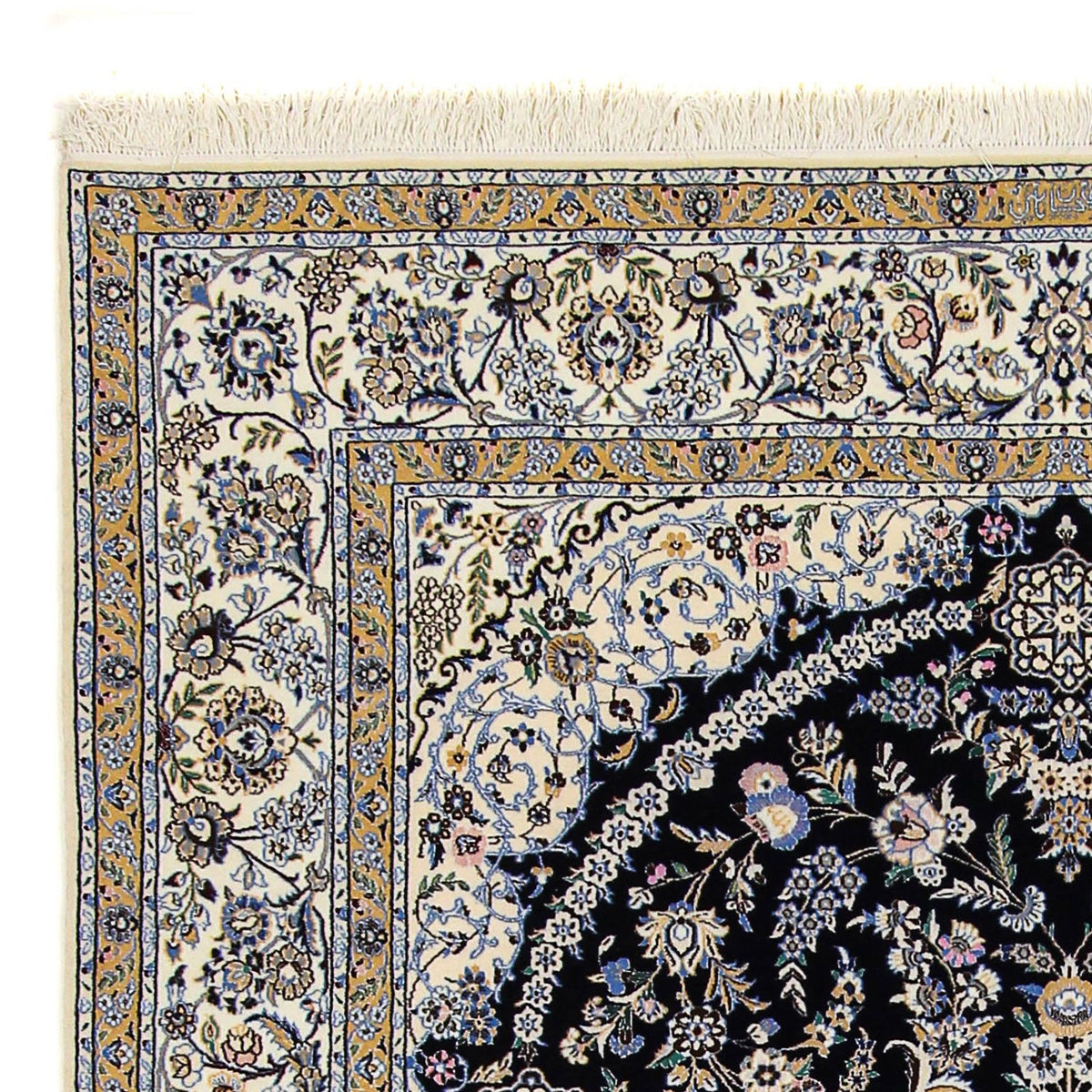 Tapis persan - Nain - Premium - 246 x 162 cm - bleu foncé