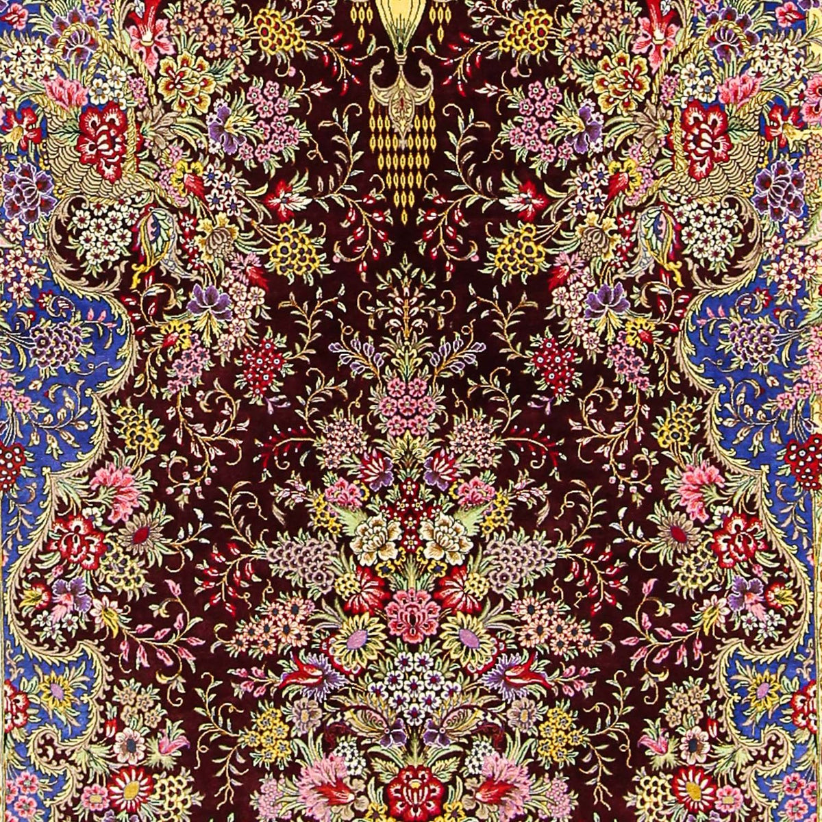 Tapis en soie - Ghom soie - Premium - 197 x 128 cm - bleu foncé
