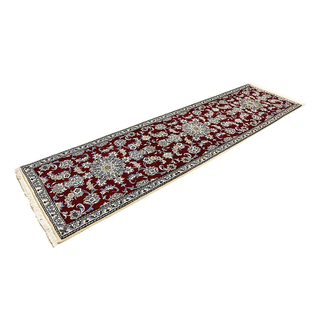Tapis de couloir Tapis persan - Nain - 286 x 78 cm - rouge foncé