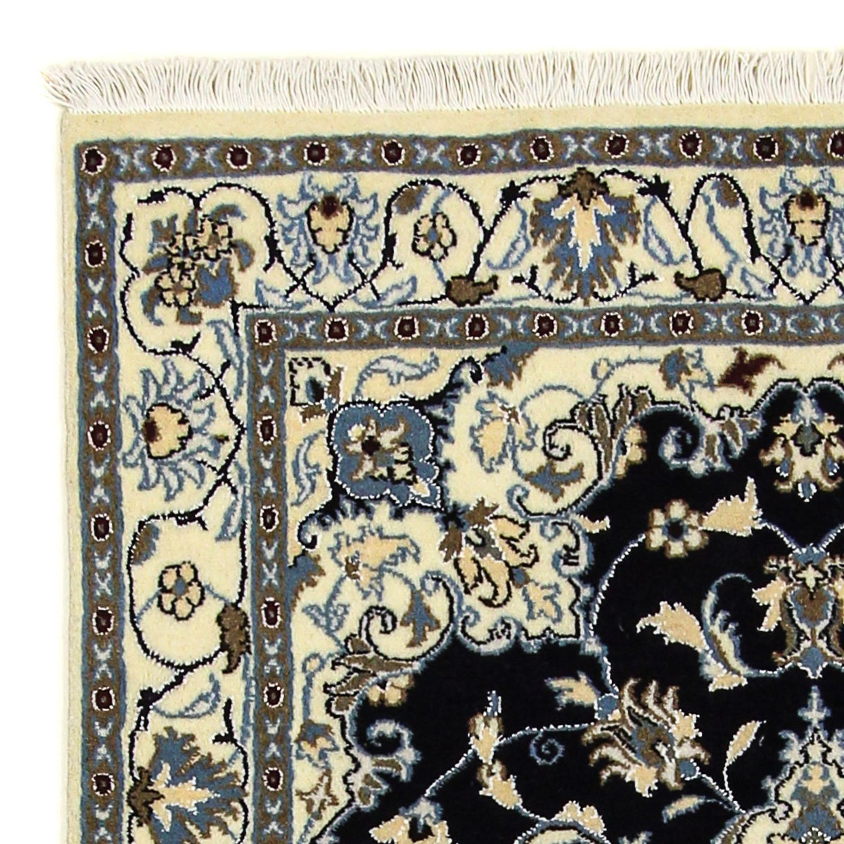 Tapis persan - Nain - 198 x 119 cm - bleu foncé