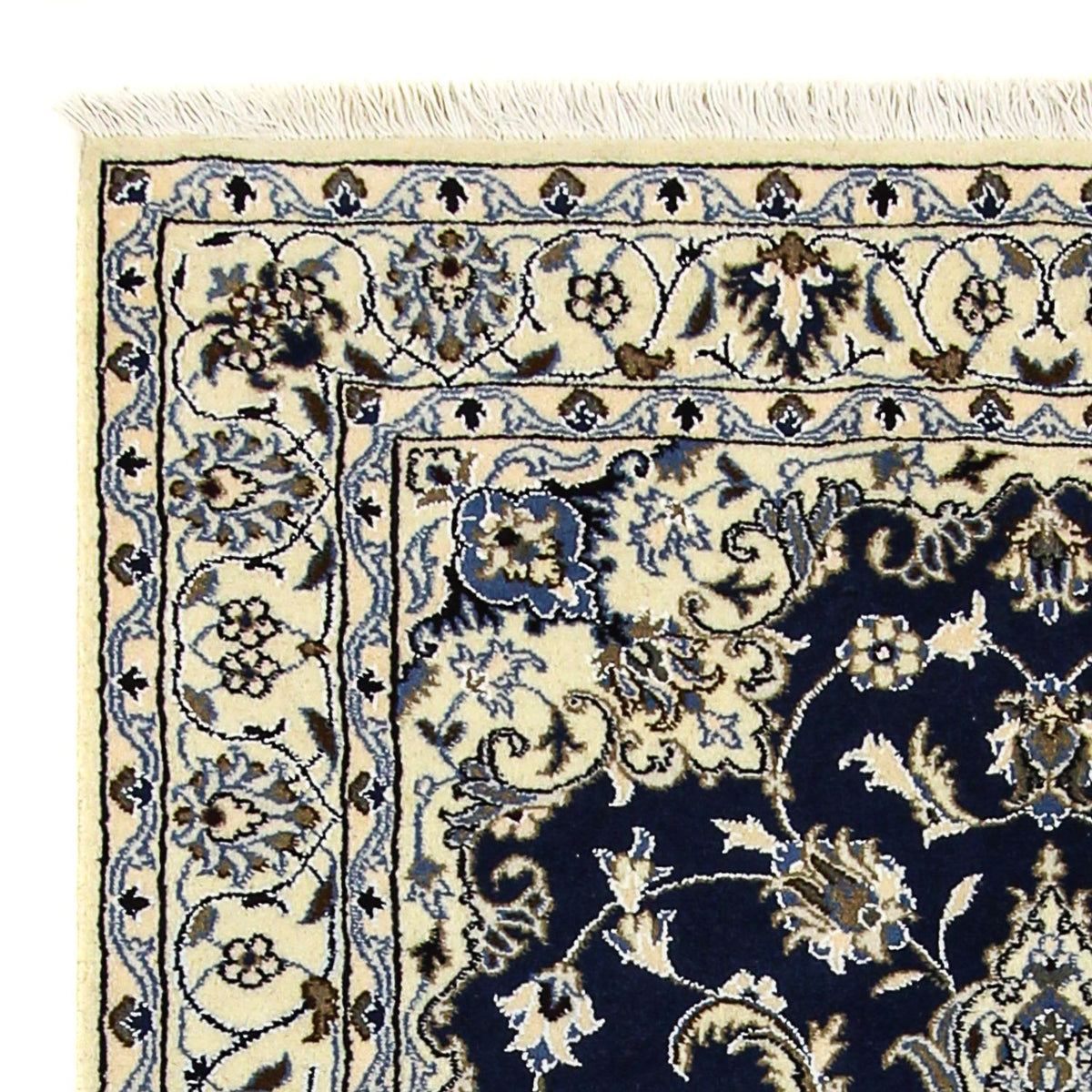 Tapis persan - Nain - 203 x 120 cm - bleu foncé