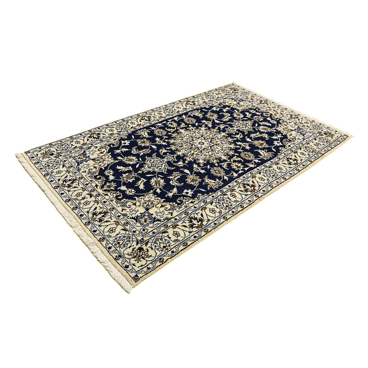Tapis persan - Nain - 203 x 120 cm - bleu foncé
