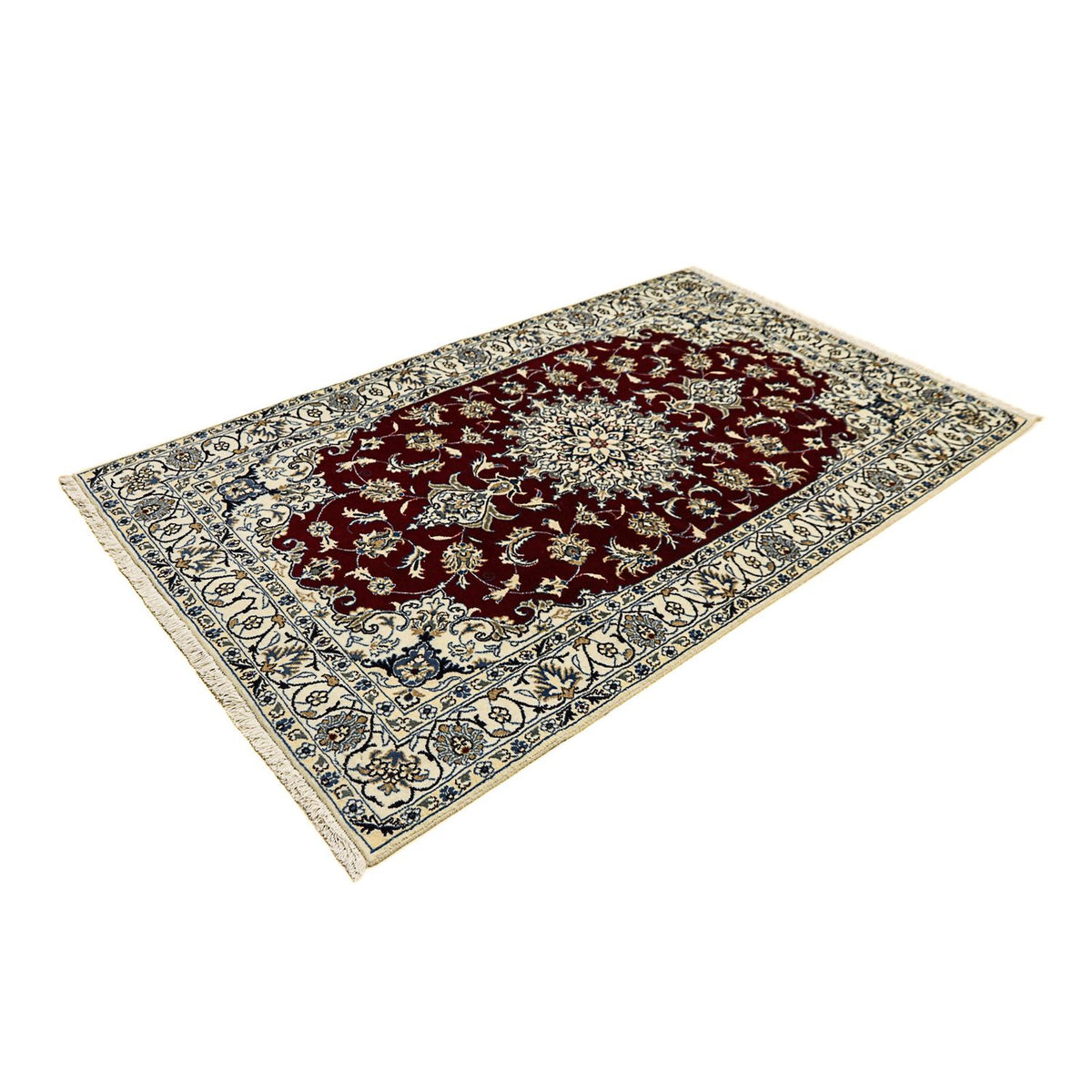 Tapis persan - Nain - 198 x 122 cm - rouge foncé