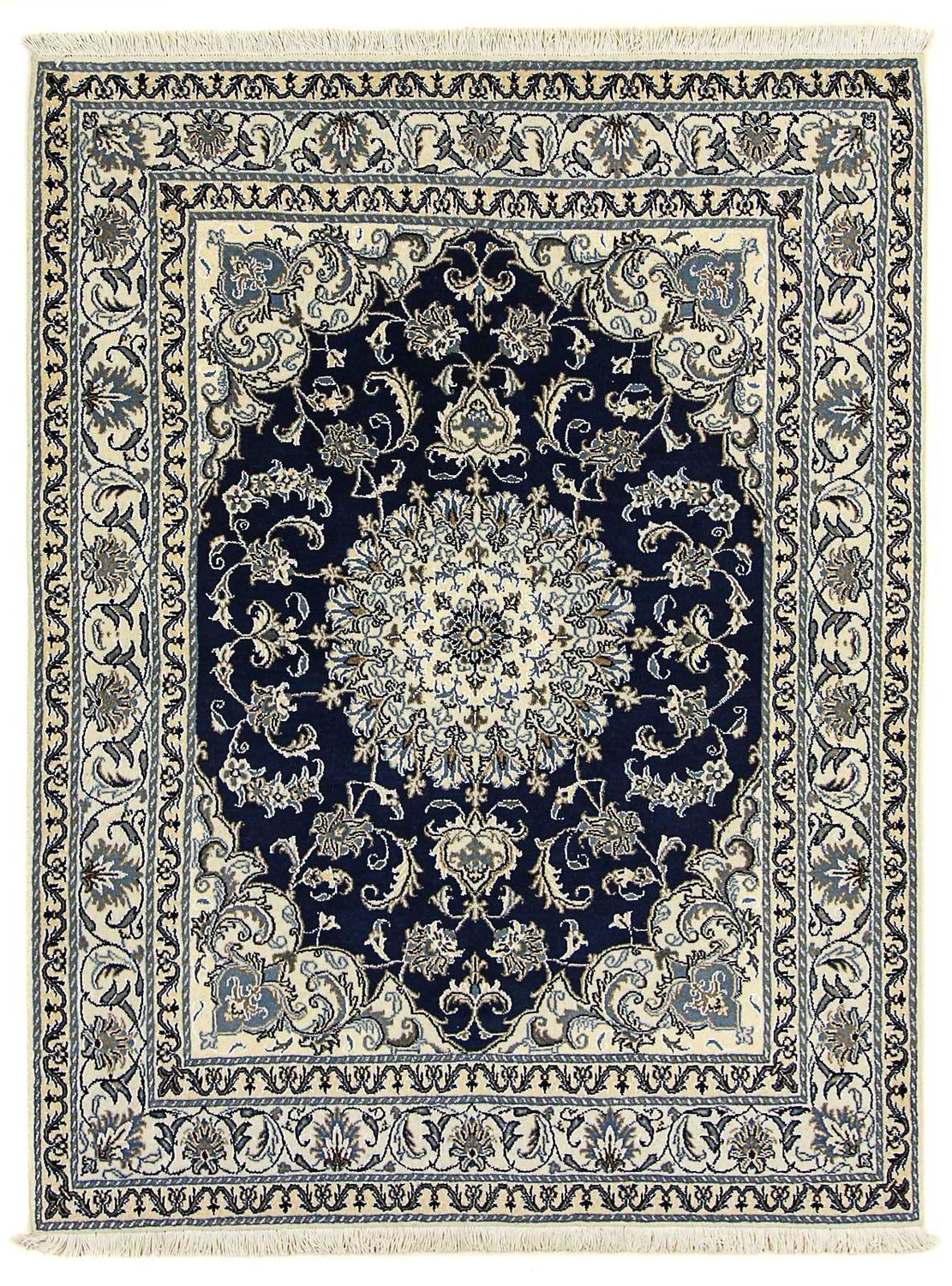 Tapis persan - Nain - 198 x 152 cm - bleu foncé