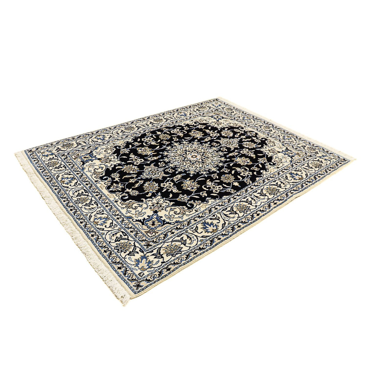 Tapis persan - Nain - 195 x 147 cm - bleu foncé