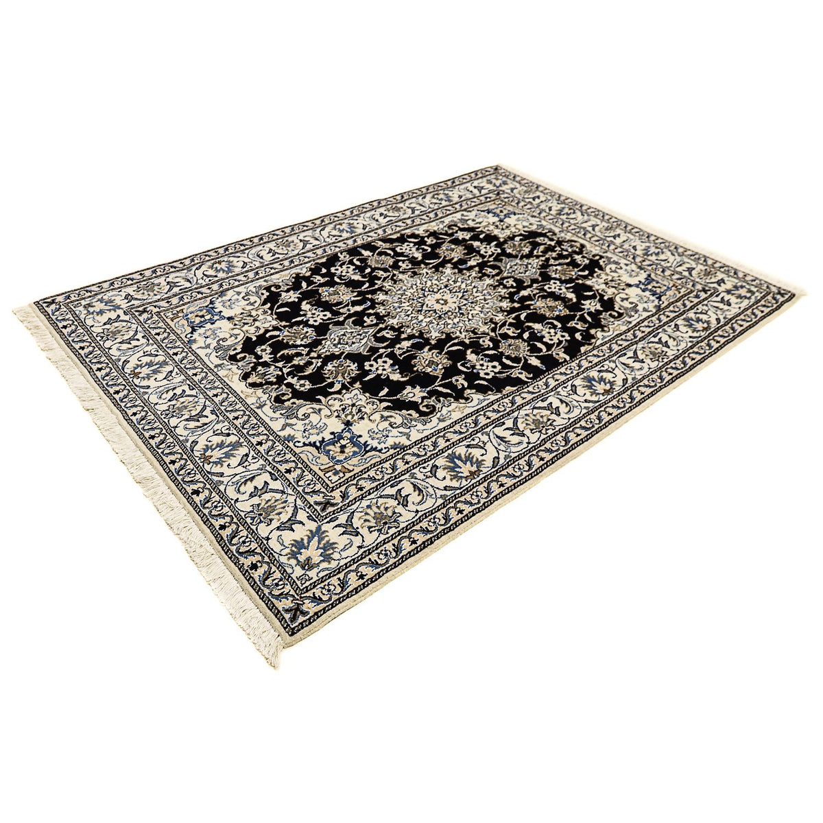 Tapis persan - Nain - 207 x 146 cm - bleu foncé