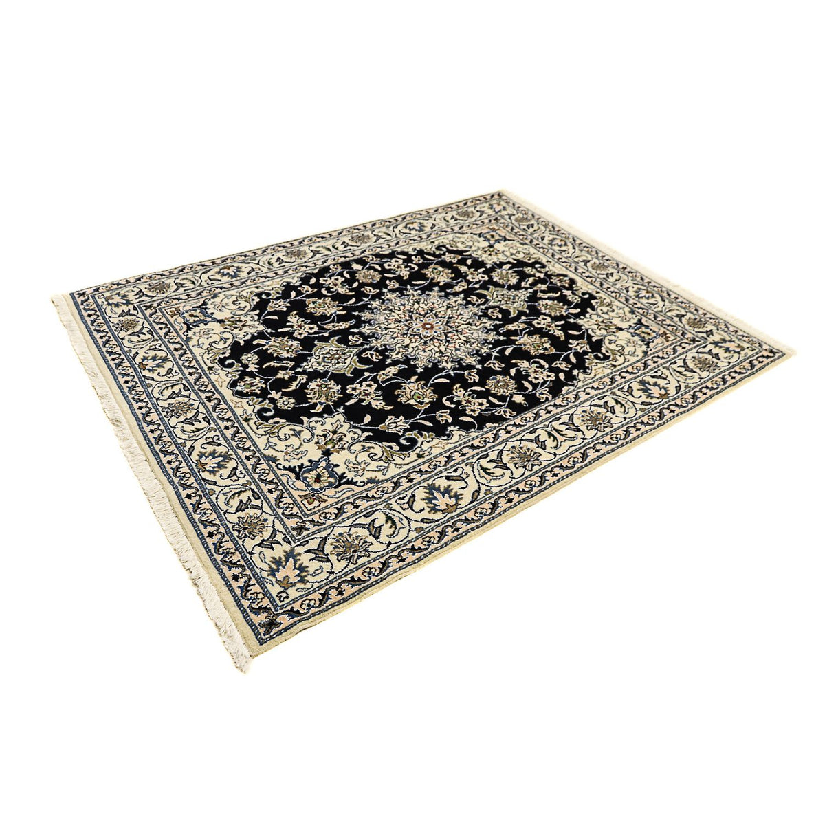 Tapis persan - Nain - 193 x 147 cm - bleu foncé