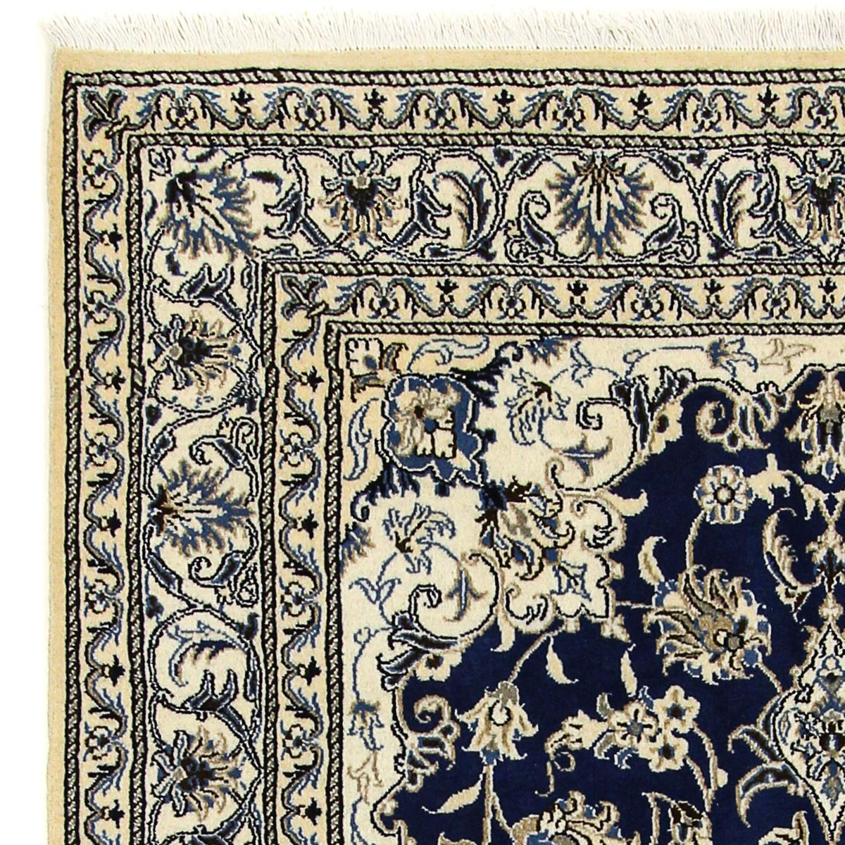 Tapis persan - Nain - 198 x 151 cm - bleu foncé