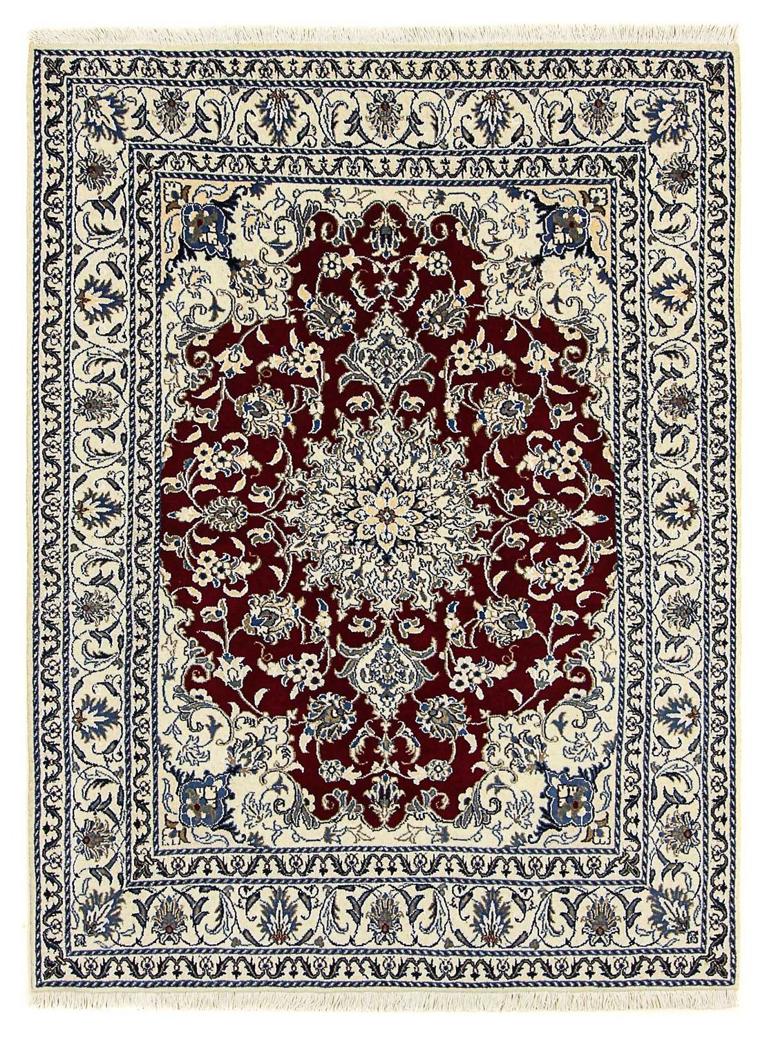 Tapis persan - Nain - 191 x 147 cm - rouge foncé
