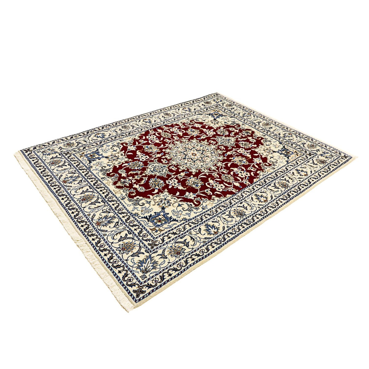 Tapis persan - Nain - 191 x 147 cm - rouge foncé