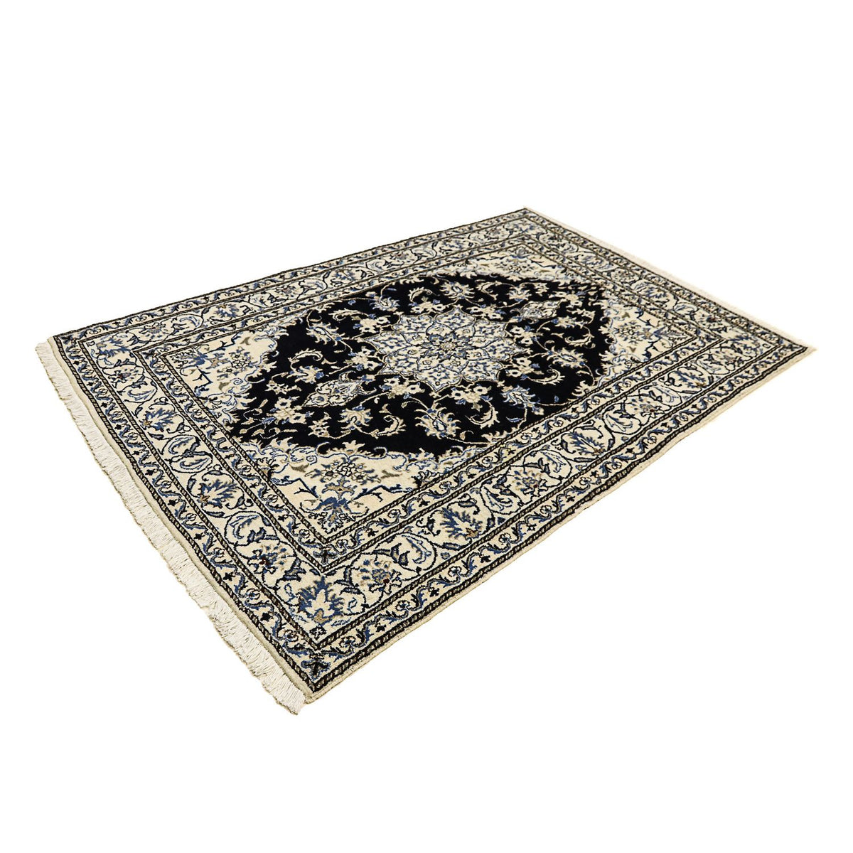 Tapis persan - Nain - 203 x 143 cm - bleu foncé
