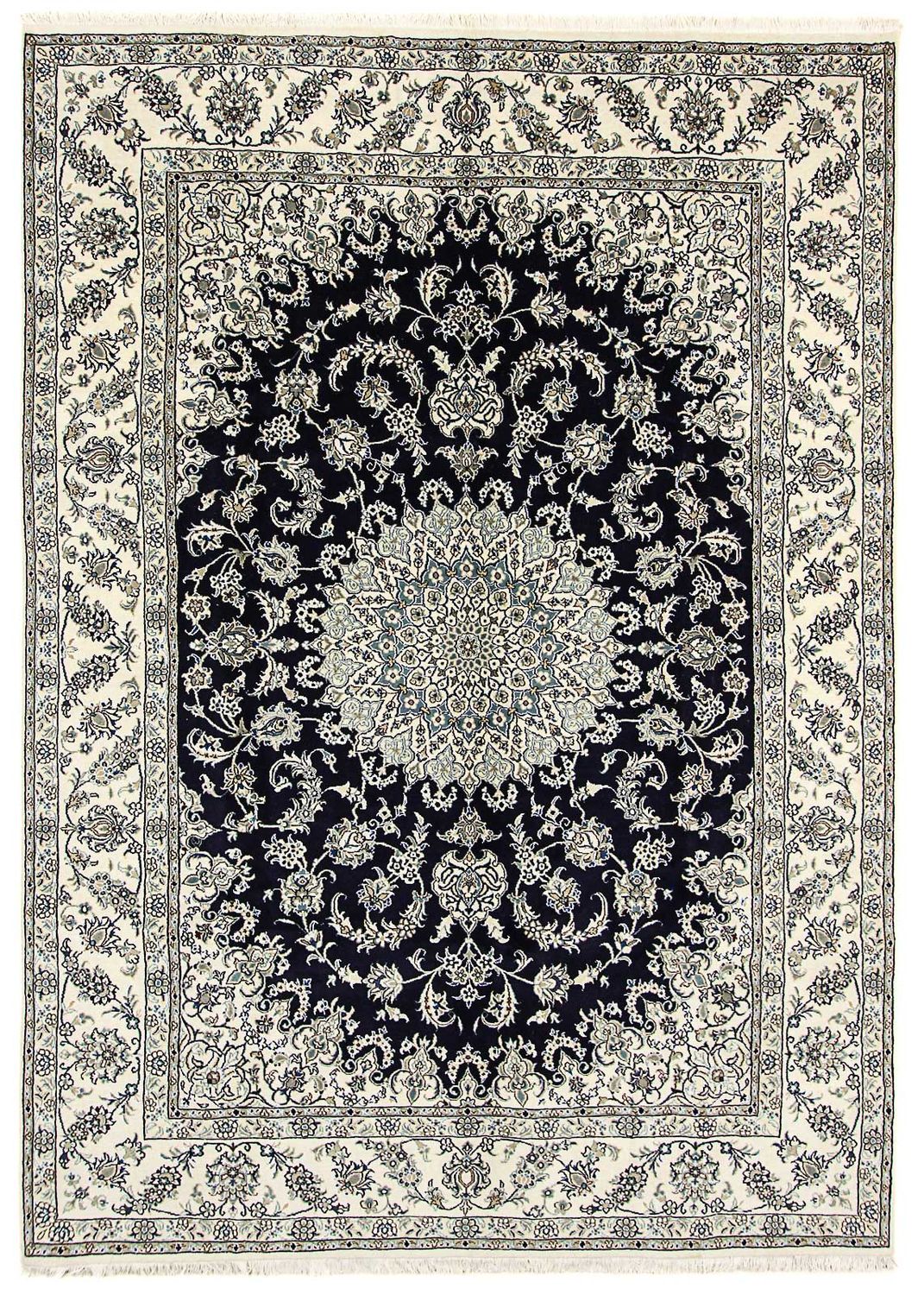Tapis persan - Nain - 343 x 251 cm - bleu foncé
