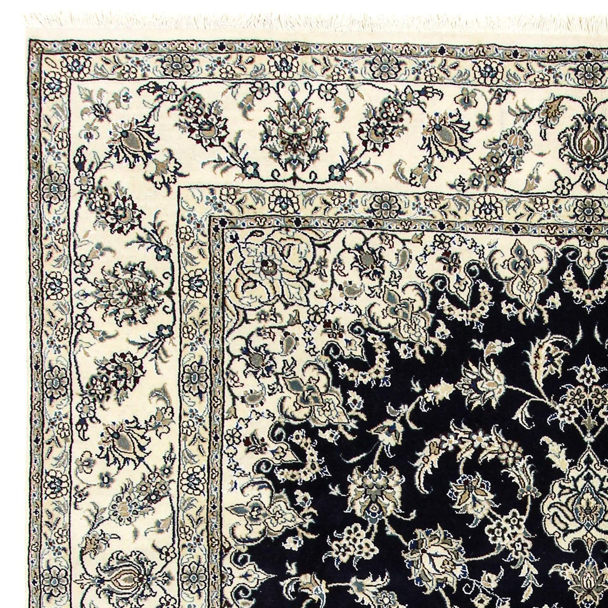 Tapis persan - Nain - 343 x 251 cm - bleu foncé