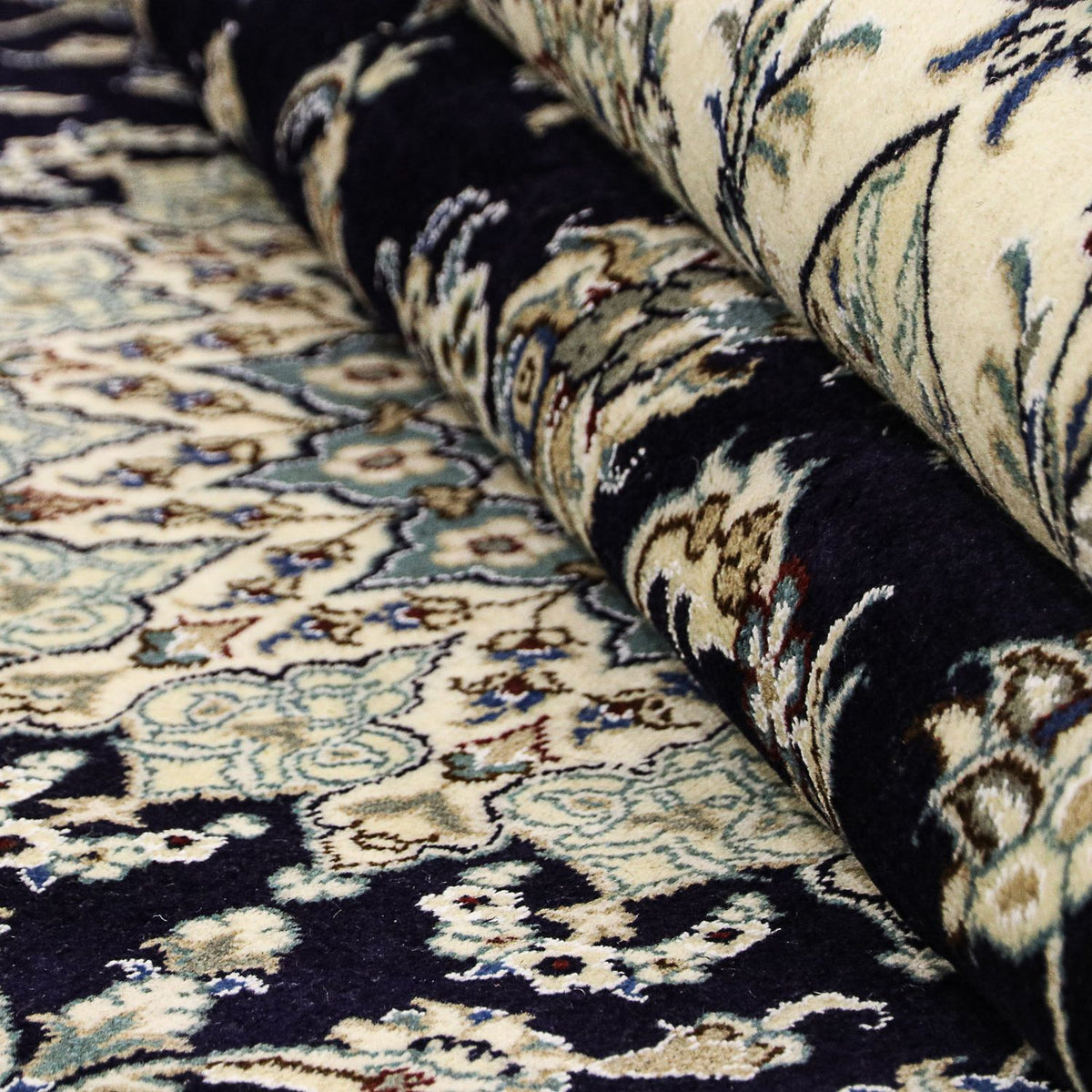 Tapis persan - Nain - 343 x 251 cm - bleu foncé