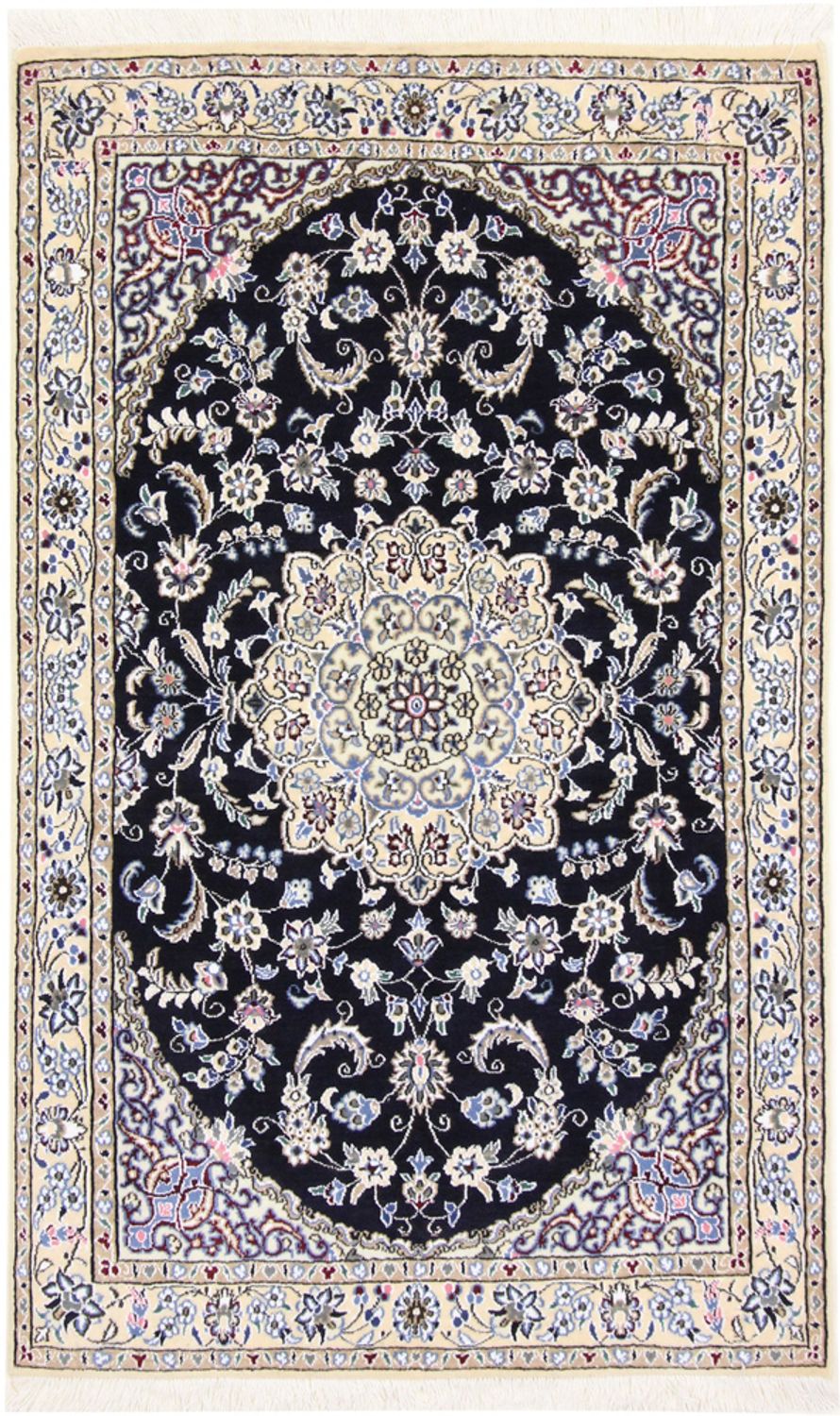 Tapis persan - Nain - Royal - 155 x 96 cm - bleu foncé