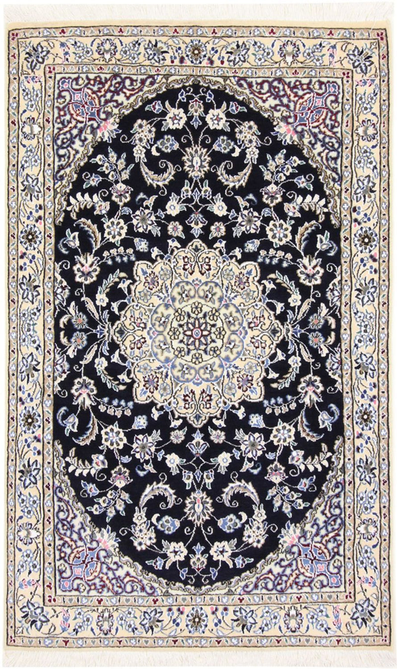 Tapis persan - Nain - Royal - 155 x 96 cm - bleu foncé