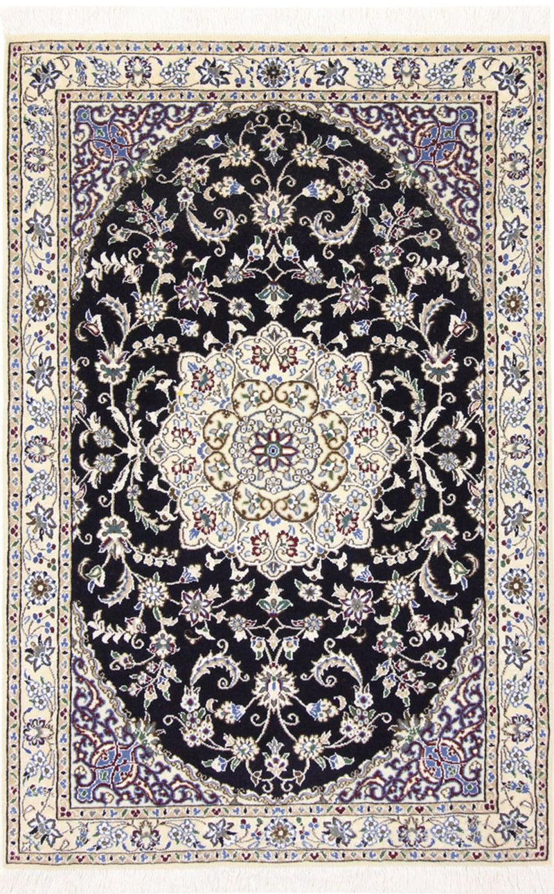 Tapis persan - Nain - Royal - 148 x 98 cm - bleu foncé
