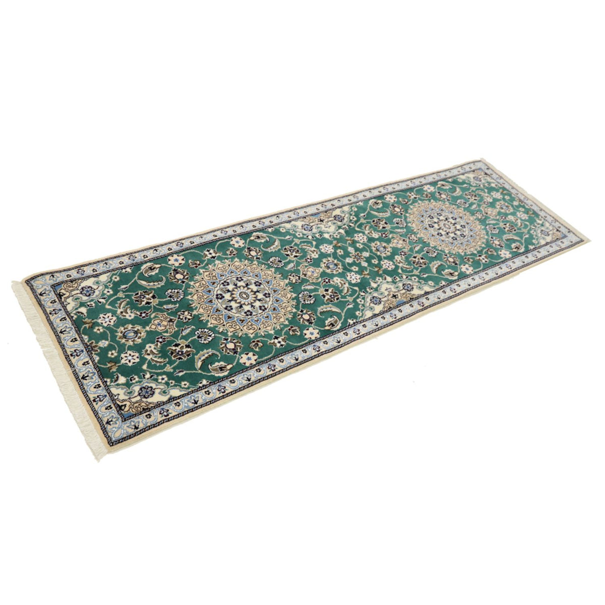 Tapis de couloir Tapis persan - Nain - Royal - 200 x 60 cm - vert
