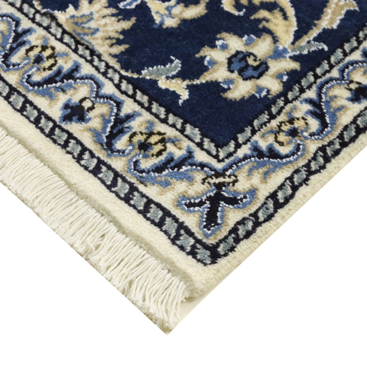 Tapis de couloir Tapis persan - Nain - 387 x 77 cm - bleu foncé