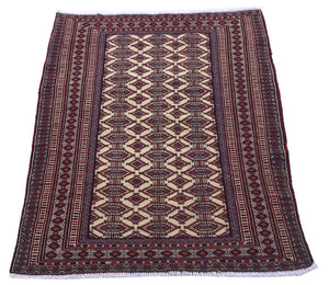 Tapis afghan - 164 x 121 cm - rouge bordeaux