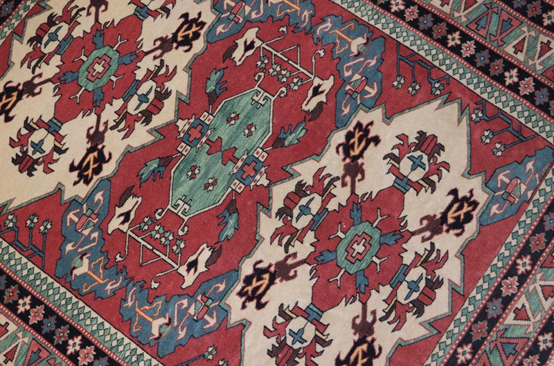 Tapis afghan carré  - 145 x 135 cm - rouge