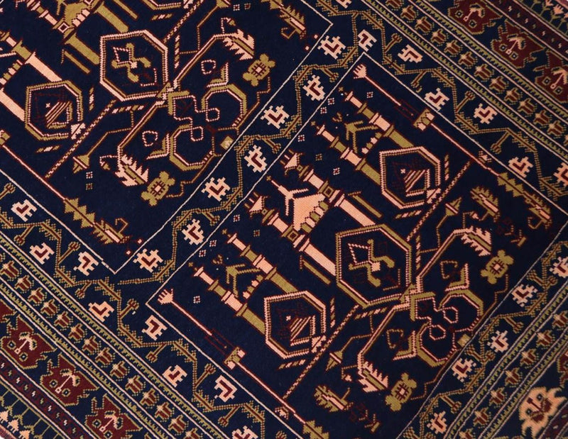 Tapis afghan - 131 x 87 cm - bleu foncé