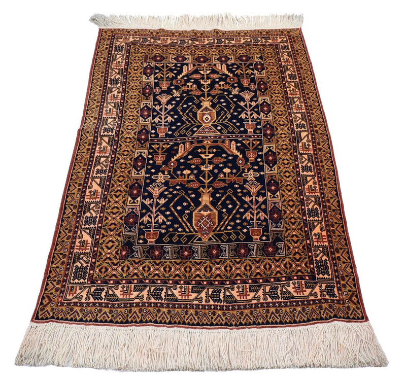 Tapis afghan - 140 x 102 cm - noir