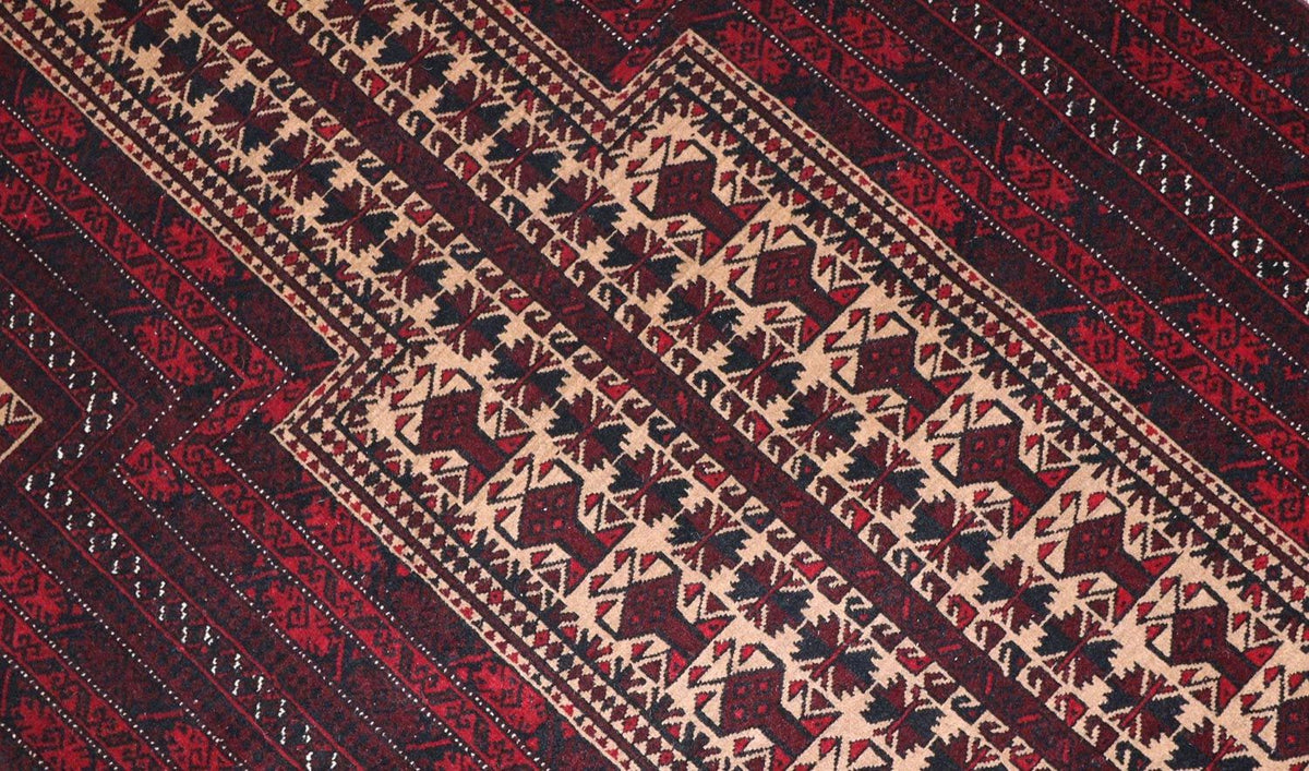 Tapis afghan - 150 x 95 cm - rouge foncé