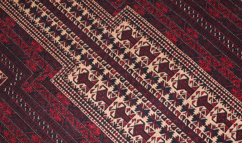 Tapis afghan - 150 x 95 cm - rouge foncé