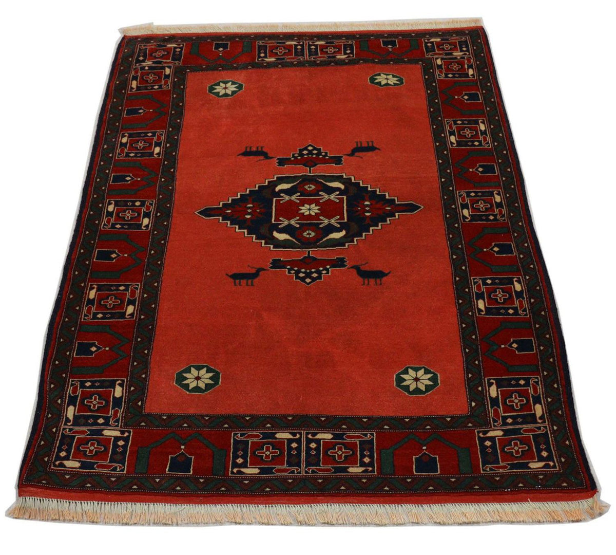Tapis afghan carré - 202 x 197 cm - rouge