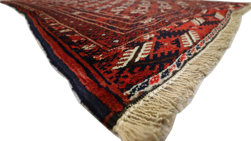 Tapis de couloir Tapis afghan - 229 x 123 cm - rouge foncé