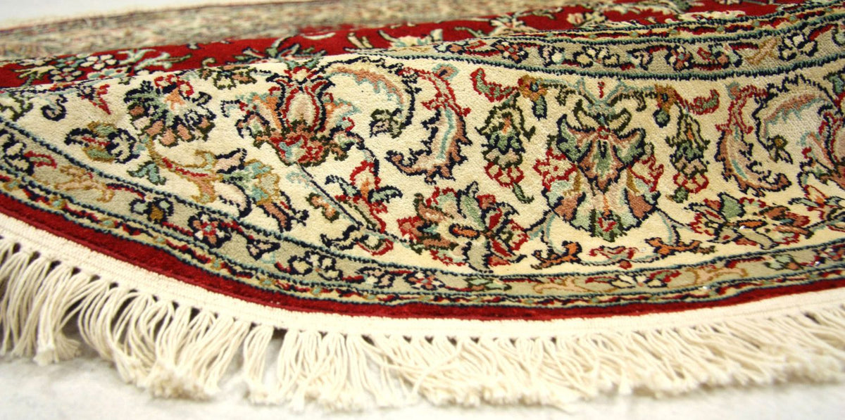 Tapis en soie - Soie du Cachemire ronde - 183 x 183 cm - rouge