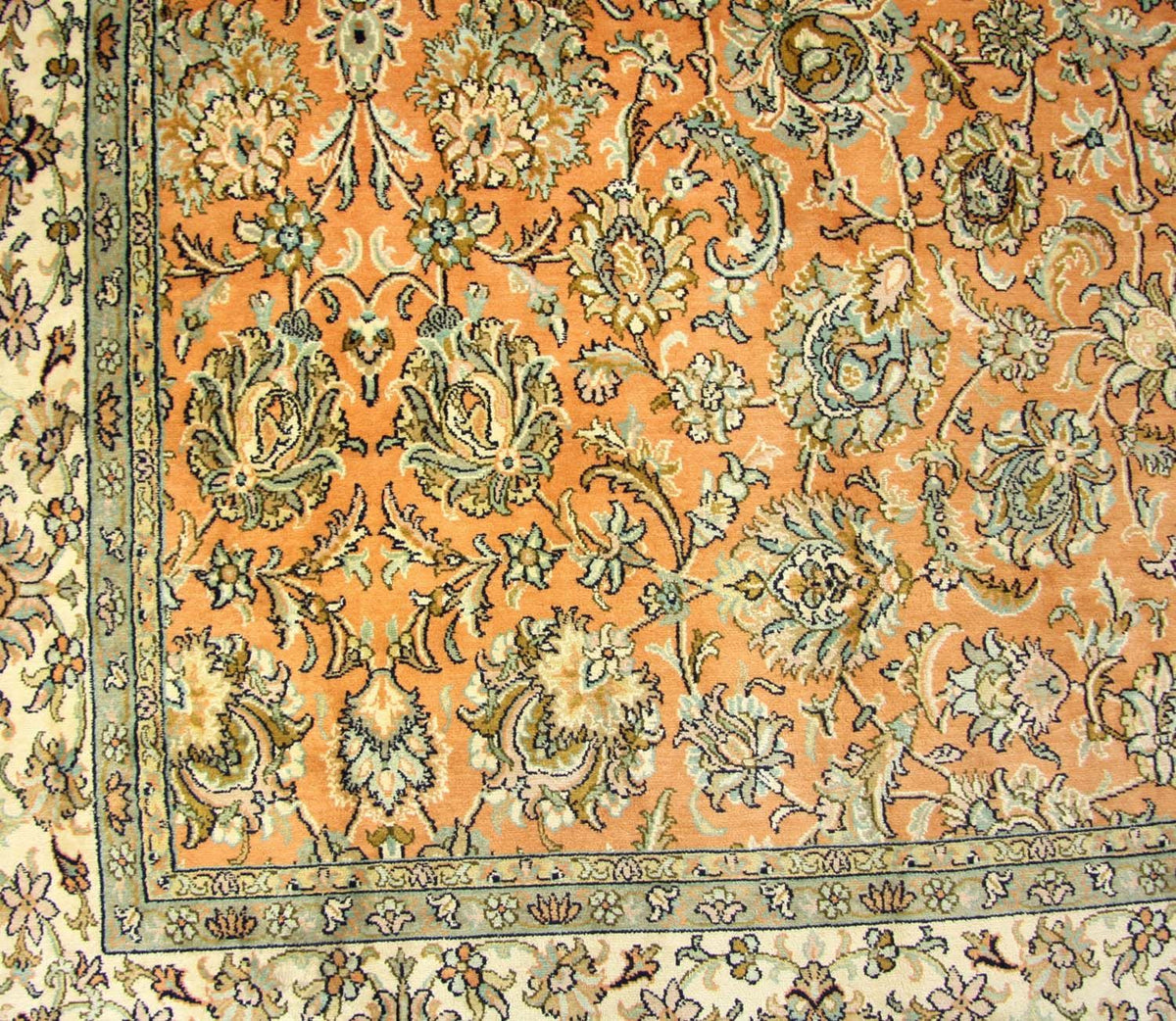 Tapis en soie - Soie du Cachemire carré - 216 x 211 cm - orange